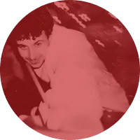 Close up of me playing pool with red filter